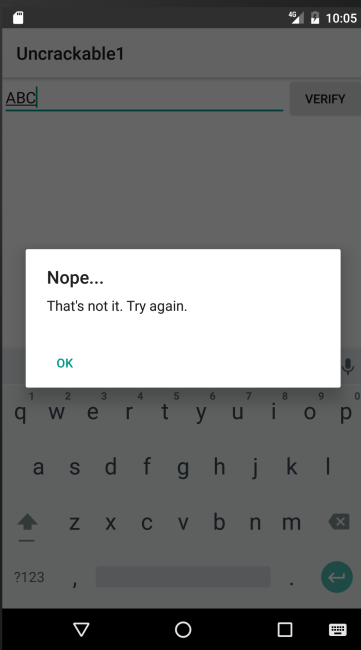Unbreakable Crackme wrong code dialog